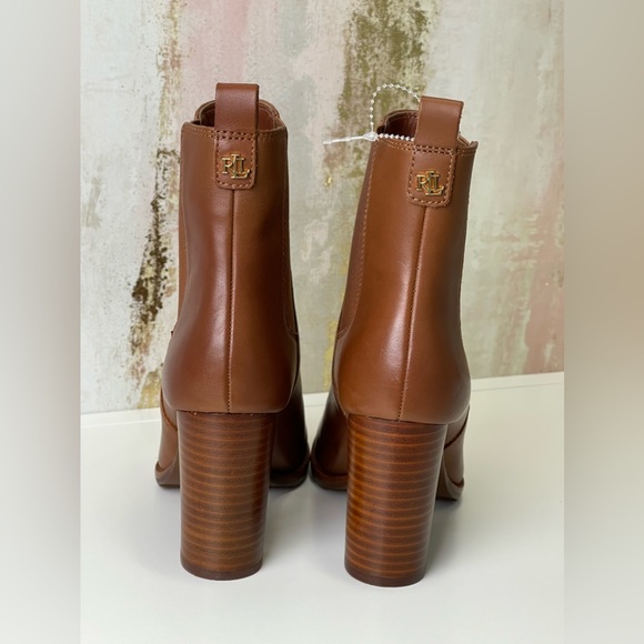 Ralph Lauren Myla Cognac Leather Bootie - Picture 3 of 8